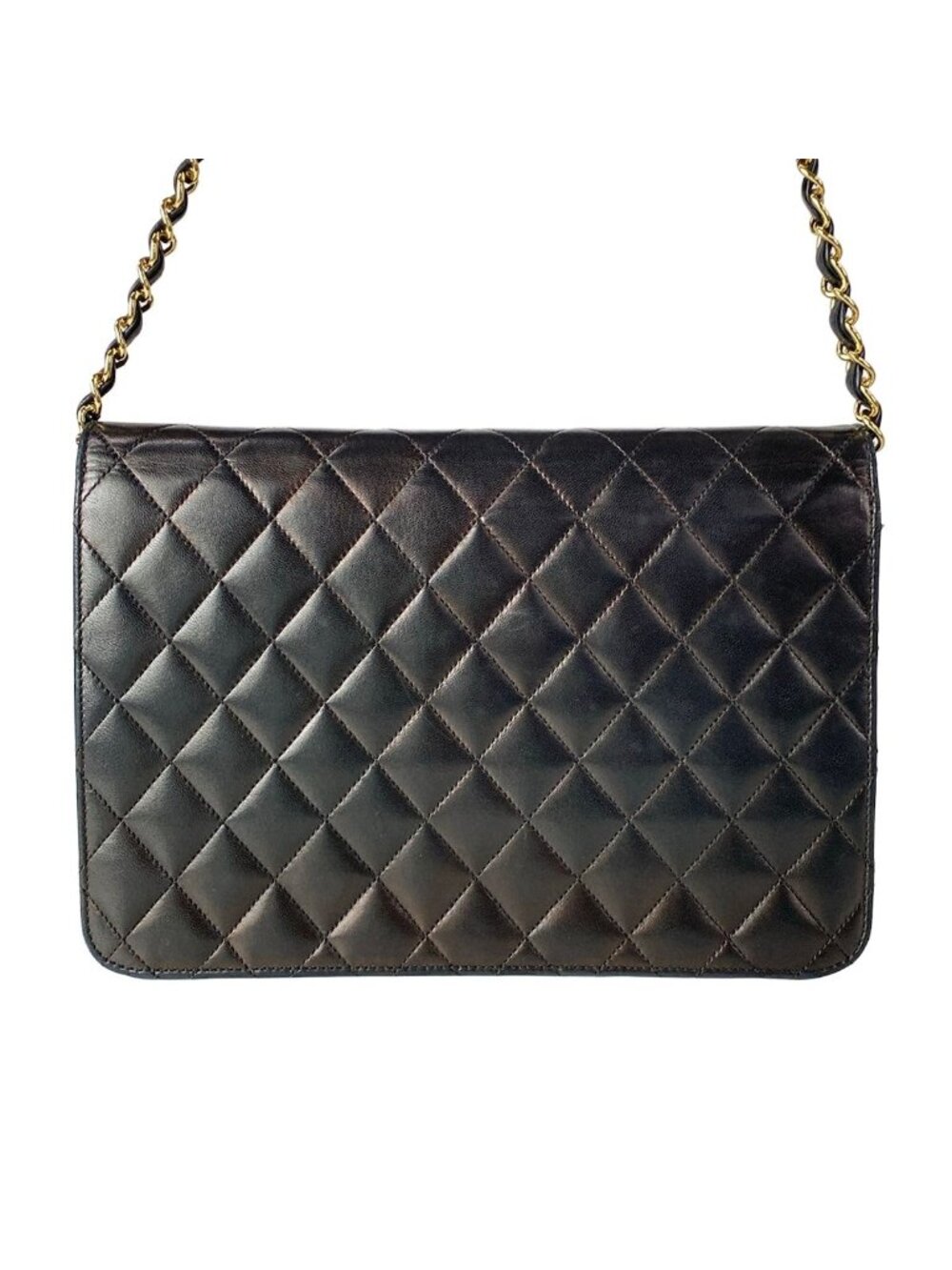 Chanel Shoulder Bag Single Flap Quilted Black Gold Chain Turnlock Lambskin - Picture 3 of 15